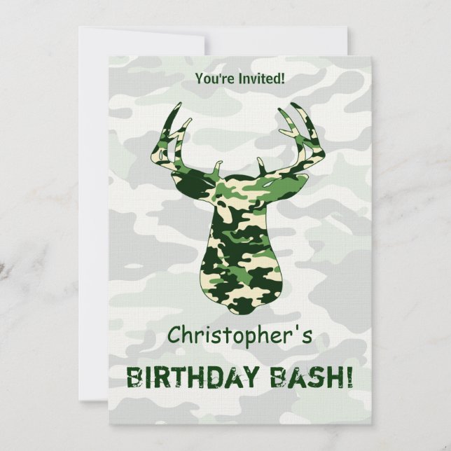 Invitación Caza de ciervos para ganarse el camo (Anverso)