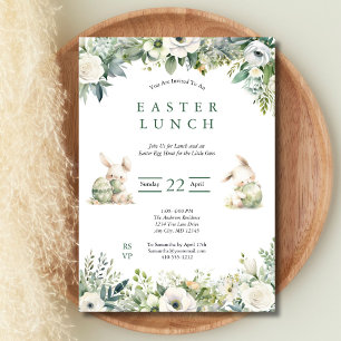 Invitación Caza de Huevos de Almuerzo de Pascua Floral Acuare