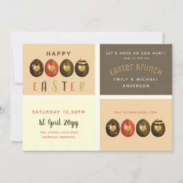 Invitación Caza de huevos de bronce de chocolate con oro de o