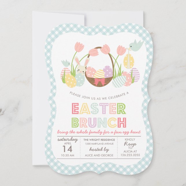 Invitación Caza de huevos de Brunch de Pascua (Anverso)