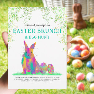 Invitación Caza de Huevos de Brunch de Pascua Acuarela Coneji