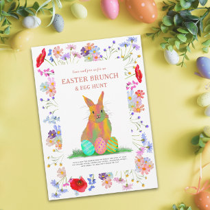 Invitación Caza de Huevos de Brunch de Pascua Conejo Lindo Fi