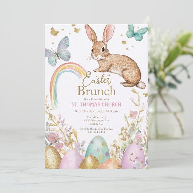 Invitación Caza de huevos de brunch de Pascua, fiesta del con (Anverso de pie)