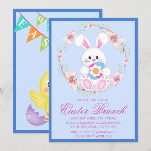 Invitación Caza de huevos de Brunch de Pascua moderna en acua
