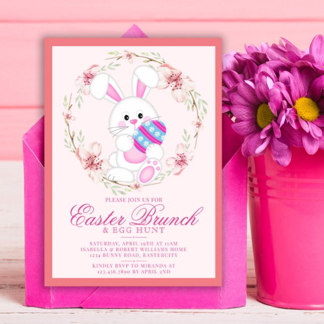 Invitación Caza de huevos de Brunch de Pascua moderna en acua (Subido por el creador)