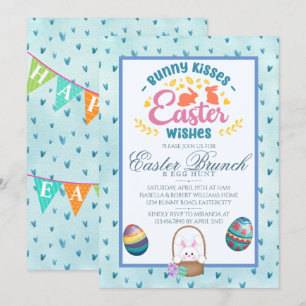 Invitación Caza de huevos de Brunch de Pascua moderna en acua