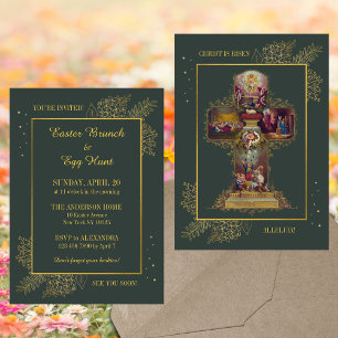 Invitación Caza de huevos de Brunch de Pascua Religioso Crist