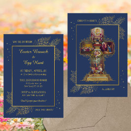 Invitación Caza de huevos de Brunch de Pascua Religioso Crist
