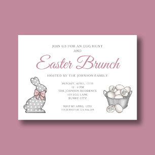 Invitación Caza de huevos de brunch rosado de brunch