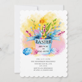 Invitación Caza de huevos de brunch rosado de colmillos amari