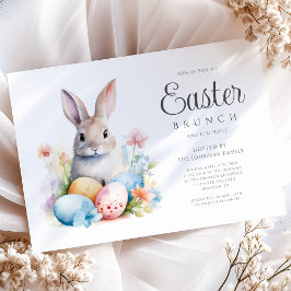 Invitación Caza de huevos de conejito lindo y brunch de Pascu