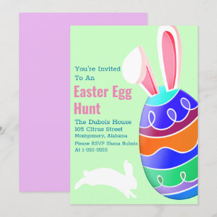 Invitación Caza de huevos de conejo de Pascua