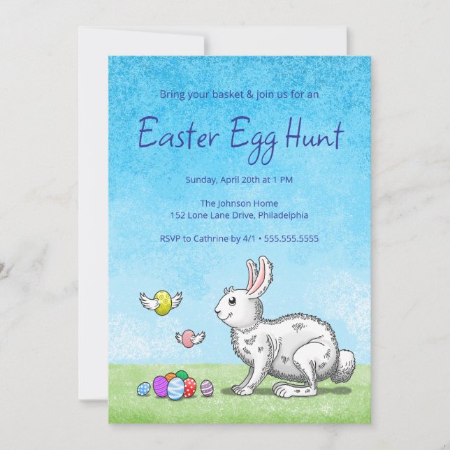 Invitación Caza de huevos de conejo de Pascua (Anverso)