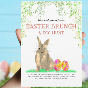 Invitación Caza de huevos de conejo de Pascua y Brunch