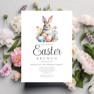Invitación Caza de Huevos de Conejo Lindo y Brunch de Pascua