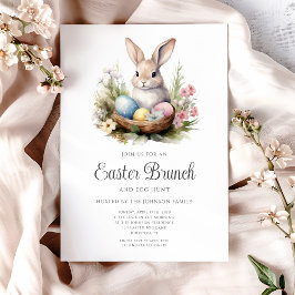Invitación Caza de huevos de conejo lindo y brunch de Pascua