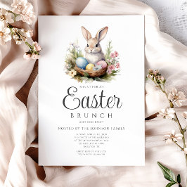 Invitación Caza de Huevos de Conejo Lindo y Brunch de Pascua