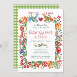 Invitación Caza de huevos de Gingham Gingham de Semana Santa