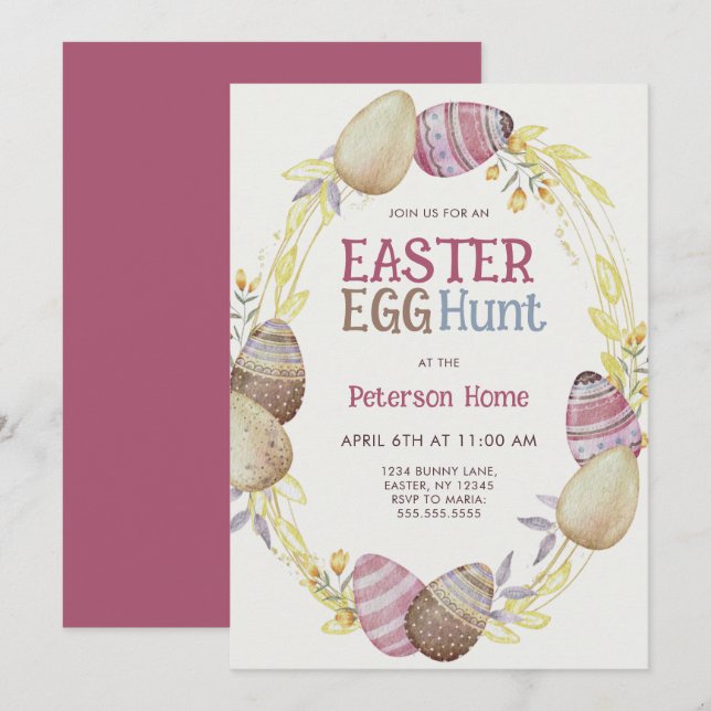 Invitación Caza de huevos de Pascua (Anverso / Reverso)