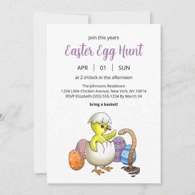 Invitación Caza de huevos de Pascua (Anverso)
