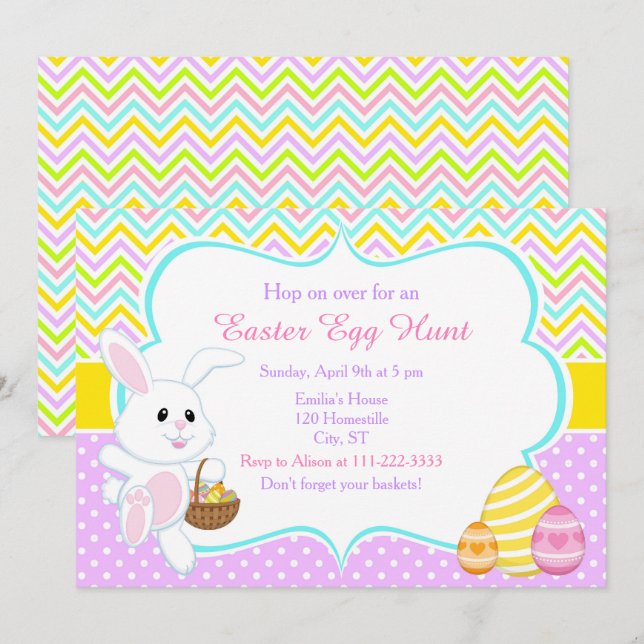 Invitación Caza de huevos de Pascua (Anverso / Reverso)