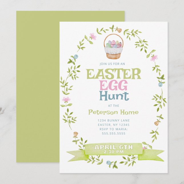 Invitación Caza de huevos de Pascua (Anverso / Reverso)