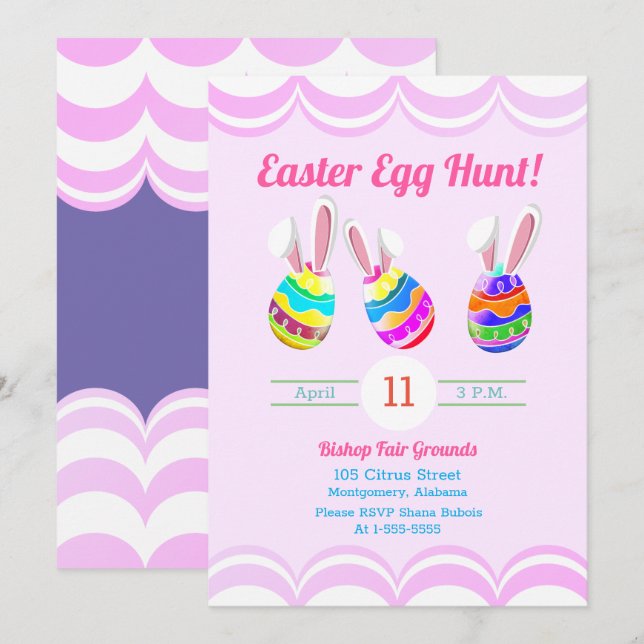 Invitación Caza de huevos de Pascua (Anverso / Reverso)