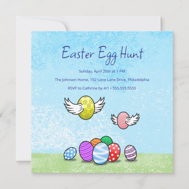 Invitación Caza de huevos de Pascua adorable (Anverso)