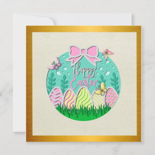 Invitación Caza de Huevos de Pascua Adorable y Mariposas Colo