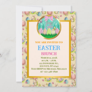 Invitación Caza de Huevos de Pascua Adorable y Mariposas Colo