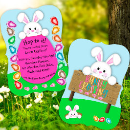 Invitación Caza de huevos de pascua blanca