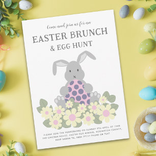 Invitación Caza de Huevos de Pascua Brunch de Primavera Conej