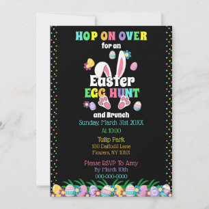 Invitación Caza de huevos de Pascua con acuarelas vibrantes y