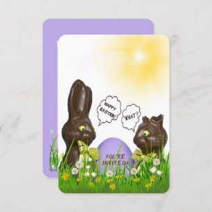 Invitación Caza de huevos de Pascua con conejo de chocolate