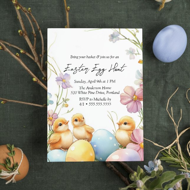 Invitación Caza de huevos de Pascua con flores y huevos (Subido por el creador)
