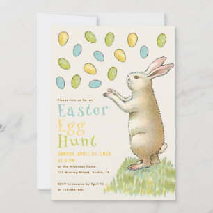 Invitación Caza de Huevos de Pascua Conejito Lindo Conejo