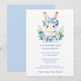 Invitación Caza de Huevos de Pascua Conejo Lindo Aquarela Hor