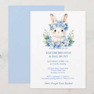 Invitación Caza de Huevos de Pascua Conejo Lindo Aquarela Hor