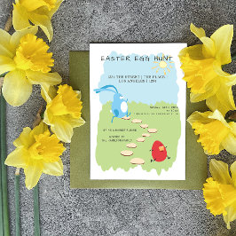 Invitación Caza de Huevos de Pascua Conejo y Huevo Personaliz