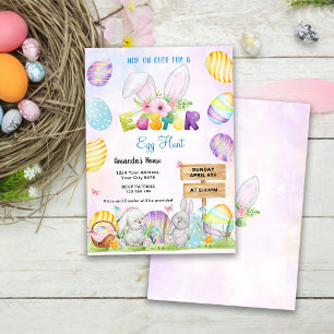 Invitación Caza de huevos de Pascua de conejito lindo