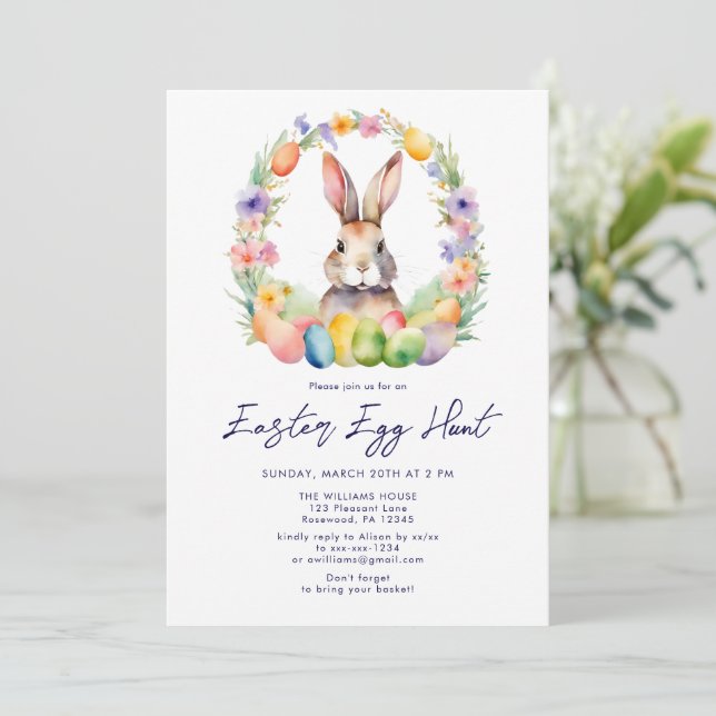 Invitación Caza de huevos de pascua de conejo conejo conejo c (Anverso de pie)