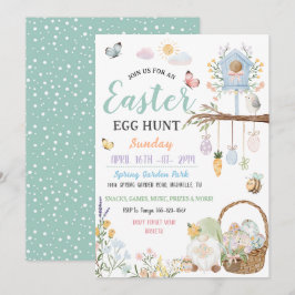 Invitación Caza de huevos de Pascua de Gnomos Pastel