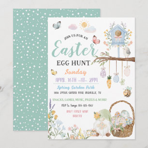 Invitación Caza de huevos de Pascua de Gnomos Pastel