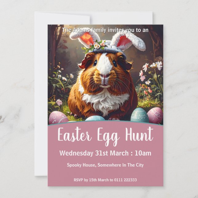 Invitación Caza de huevos de pascua de Guinea (Anverso)