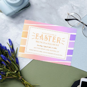 Invitación Caza de huevos de pascua de la banda Pastel brilla