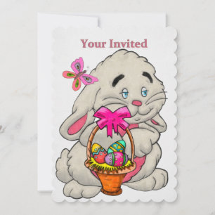 Invitación Caza de huevos de pascua de PERSONALIZADO de conej