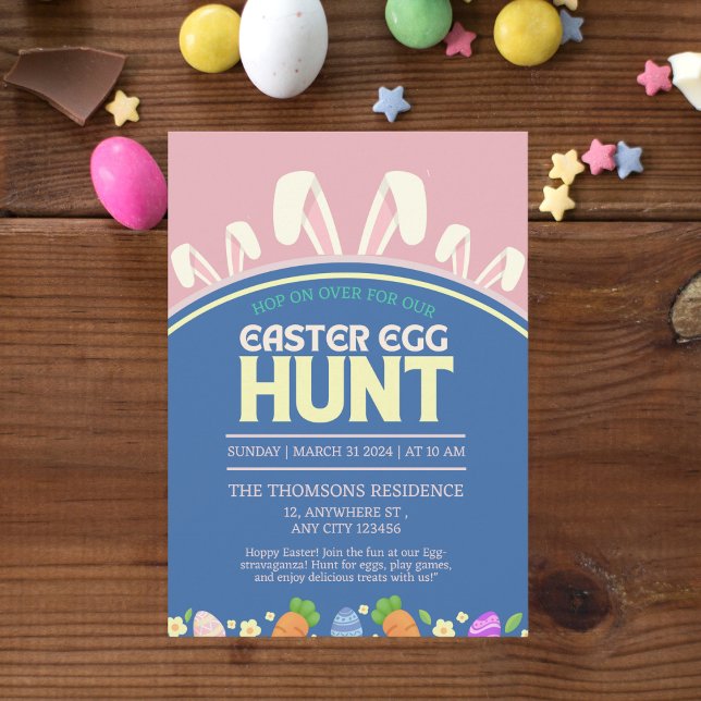 Invitación Caza de huevos de pascua de primavera azul cúpula  (Subido por el creador)
