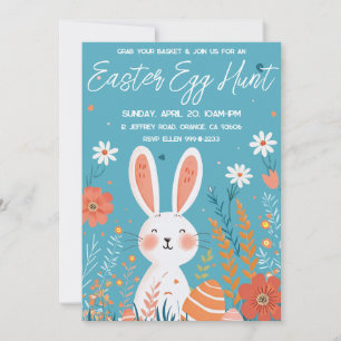 Invitación Caza de huevos de Pascua elegante conejito lindo