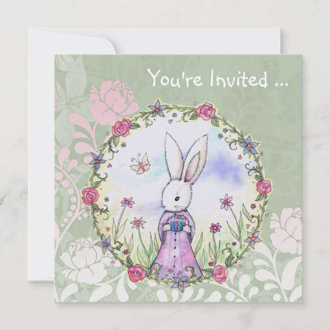 Invitación Caza de huevos de Pascua invita a conejo de Pascua (Anverso)