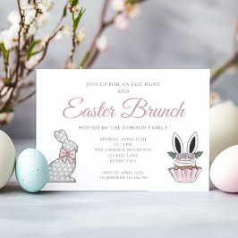 Invitación Caza de Huevos de Pascua Rosa Lindo Brunch